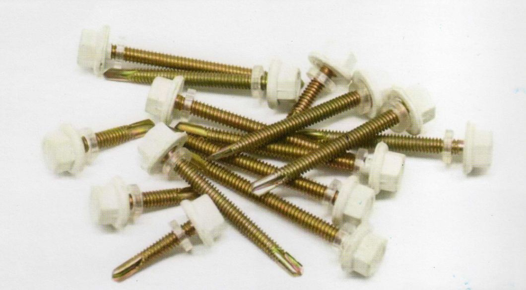 Colored Heaxgonal Nylon Head Self Drilling Screw with Washer
