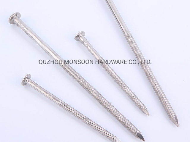 Stainless Steel Flat Checkered Head Long Ring Nails