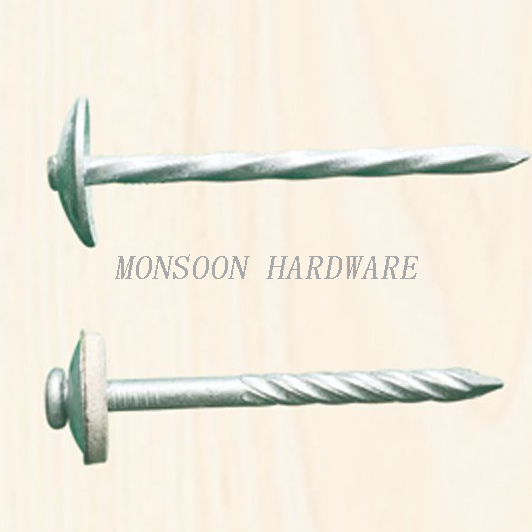 Umbrella Head Hot Dipping Roofing Nails with Rubber Washer