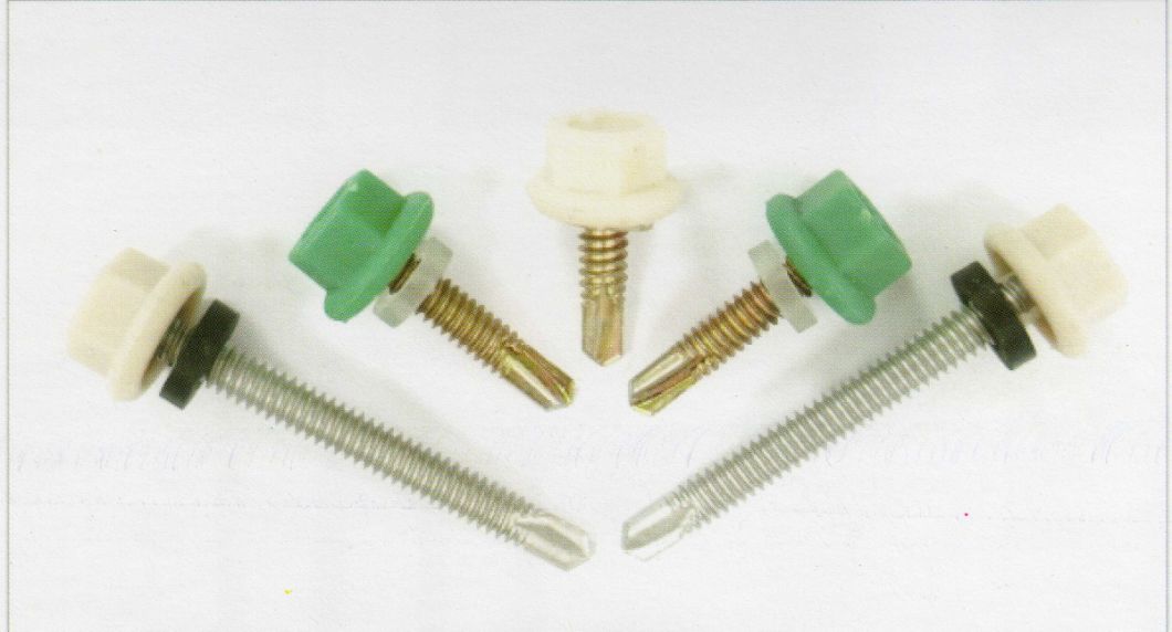 Colored Heaxgonal Nylon Head Self Drilling Screw with Washer