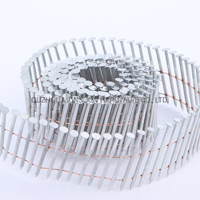 Plain Head Collated Coil Roofing Nails with Copper Wire