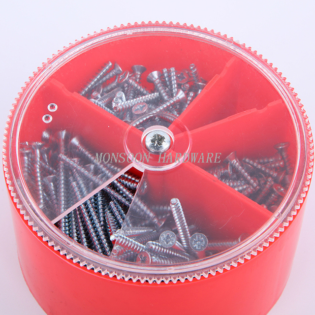 Plastic Box Filled with Flat Countersunk Head Screw Pozi Slotted Screws