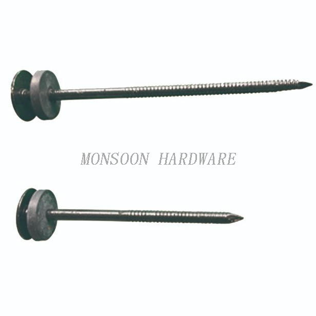 Umbrella Head Painting Ring Shank Roofing Nail with Washer