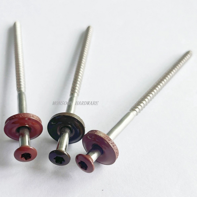 Painted Stainless Steel Roofing Screws With Bonded Washer 