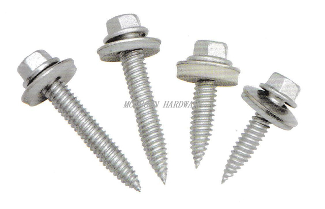 Stainless Steel Hex Flange Sharp Point Screws With Bonded Washer