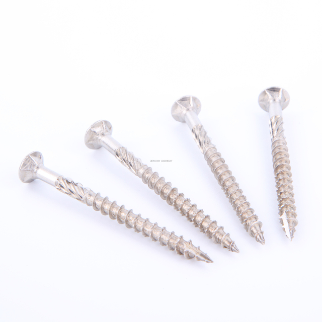 Stainless Steel Decking Screws Countersunk head with ribs Torx Drive Double Flat Head Chipboard Screws with Serration in Middle