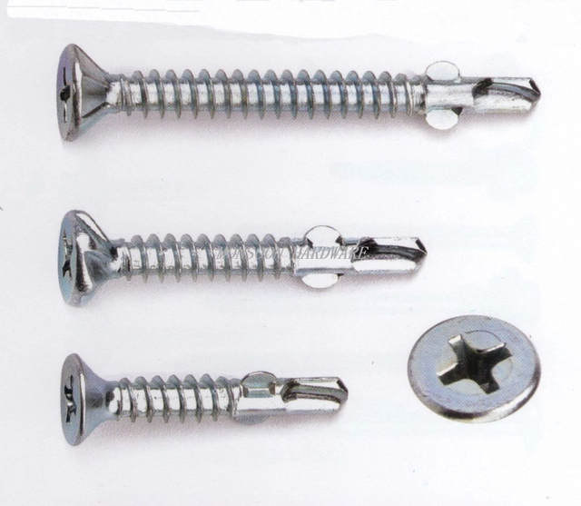 Countersunk Head Phillips Self Drilling Screw with Wings